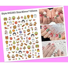 Christmas Santa Snow Snowman Reindeer Bear Penguin 3D Nail Sticker Wg393 for Nails Design Nail Art Stickers Decals Supplies Manicure Tips Sticker Colorful for Nail Decorations