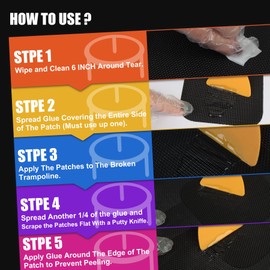 Trampoline Patch Repair Kit 4.1'' x 4.1'' Square Patches | Repair Trampoline Mat Tear or Hole in a Trampoline Taoanlo