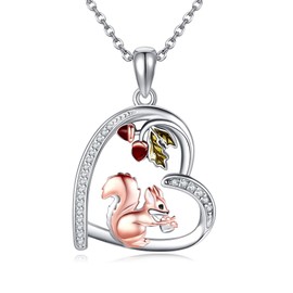 Squirrel Gifts Squirrel Necklace Sterling Silver 925 Squirrel Pendant Jewelry For Women Female Squirrel Lovers