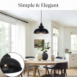 COTTMIC Modern Pendant Light, Matte Black Pendant Light, 11.4in Farmhouse Pendant Lights Kitchen Island, Adjustable Height, 2 Light Industrial Pendant Light Fixtures for Dining Room, Hallway