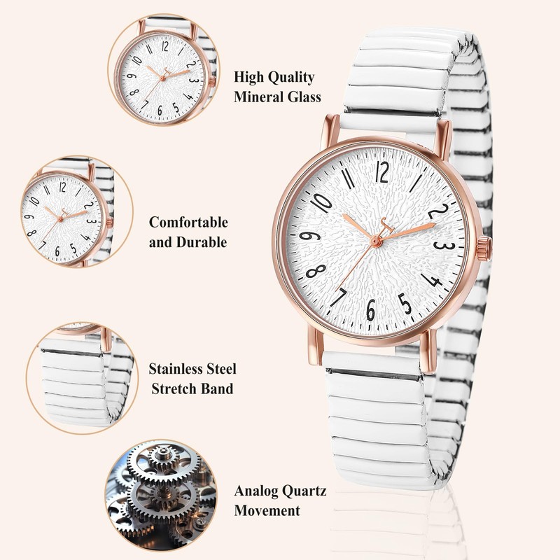 Oidea Women's Elastic Strap Watches: Large Face Arabic Numerals Analog