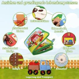 Meafeng Busy Board Farm Theme, Quiet Activity Board Felt Book for Toddlers, Motor Skills Toy for Early Education, Sensory Technology, Busy Book for Car & Plane, Montessori Toy from 1 2 3 4 Years