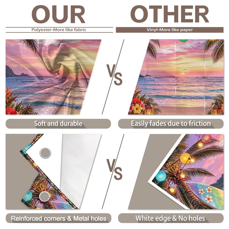 YCUCUEI 7x5ft Fabric Summer Hawaiian Beach Sunset Photography Backdrop