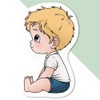 4 x Small 50mm 'Cute Sitting Boy' Permanent Sticker Decals