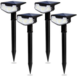 BQLQLUX Solar Landscape Spotlights, 32 LEDs, 6500K, 1000lm, 3 Modes, IP65 Waterproof (4-Pack)