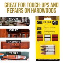 Wood Scratch Repair Fill Stick for Red Surfaces (Set of 3), Great for Touch-Ups and Repairs on Hardwoods Floors, Furniture, Cabinets and Plastic Surfaces.