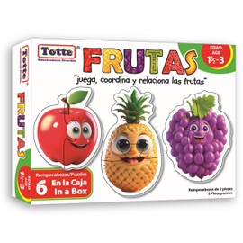 Totte 6 Rompecabezas en 1 | Edad 1½ a 3 Años | Piezas Extra Grandes, Gruesas y Durables | Diseñado para Uso Infantil | Piezas XXL (Frutas)