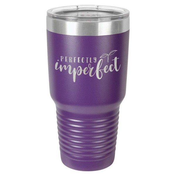 PERFECTLY IMPERFECT Purple 30 oz Tumbler With Straw and Slide