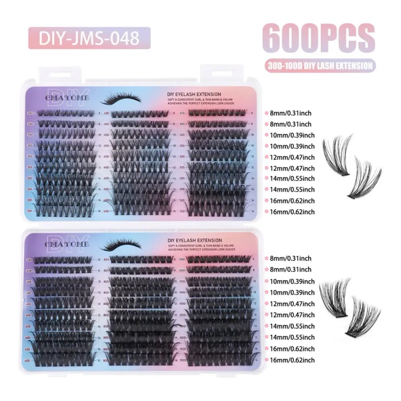 Kit De Extensión Lash Diy Lash Clusters 8-16mm 600 Pcs