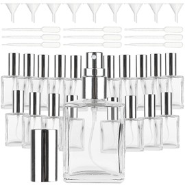 Lainballow 18Pcs Clear Perfume Spray Bottles,15ml Glass Perfume Atomizer,Empty Fine Mist Atomizer Sprayer, Portable Perfume Bottle with 9 Droppers 9 Funnels,Refillable Perfume Container for Travel