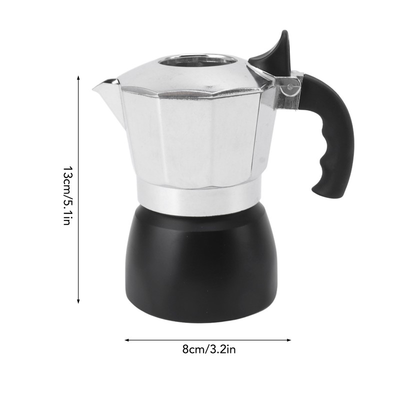 Moka Pot with Double Valve 150ML octagonal Aluminum Moka Stovetop