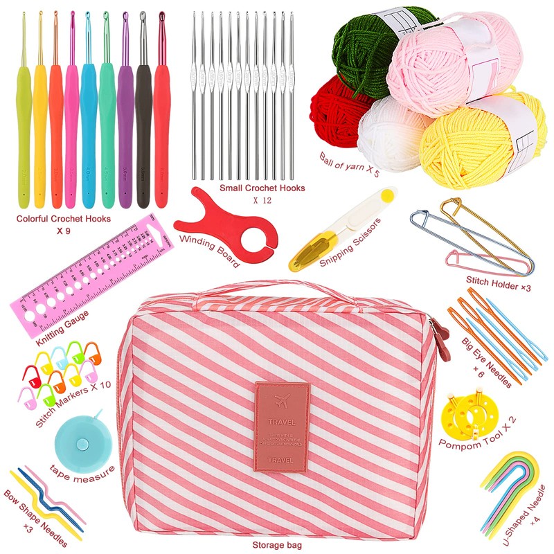 Cooapy Crochet Hook Set with Wool for Crocheting, 58 Pieces
