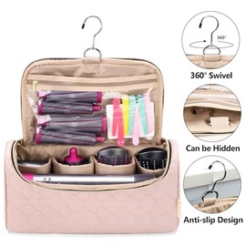 Yarwo Yarwo Travel Case Compatible for Dyson Airwrap Complete Styler All Models and Attachments, Portable Storage Bag with Hanging Hook for Hair Curler Accessories, Pale Mauve (Patent Design)
