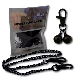 Minder Bell Accessories Handbag Purse Keys Wallet Phone Theft Pickpocket Holiday Twin Security Alarm Bells Attachment (Black with Chain)
