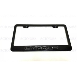 License Plate Frame 1pc 3D EVOQUE Emblem Badge BLACK Stainless Metal License Plate Frame Holder