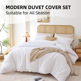 Soft Breathable Duvet Cover Queen Size - Luxury 100% Washed Duvet Cover Set, 3 Piece Bedding Set 1 Duvet Covers 90x90 Inches with Zipper Closure and 2 Pillow Shams for Queen Size Bed
