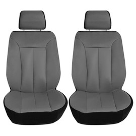 FH Group Front Set Faux Leather Car Seat Covers for Low Back Seat with Removable Headrest, Universal Fit, Airbag Compatible Seat Cover for SUV, Solid Gray