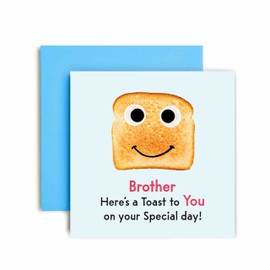 Huxters Birthday Cards for Men – Special Toast to Brother Birthday Card – Funny Birthday Card for Brother with Recyclable Envelope Included – Original Illustrative Artwork (Brother)