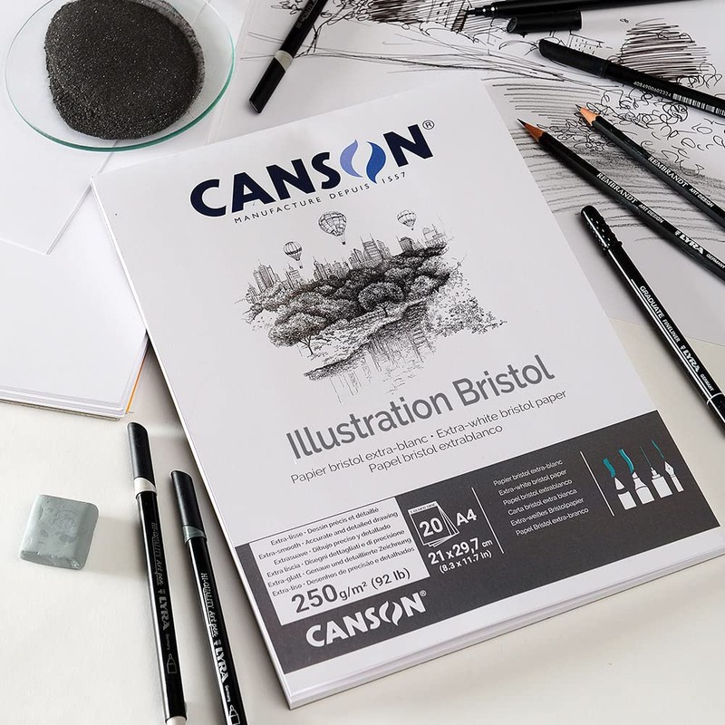 Canson Bristol 250gsm Paper, high-White & Ultra-Smooth, A4 pad Including