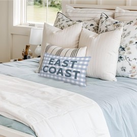 XYDEG Coastal Beach Girls Room Decor 12x20 Pillow Cover, East Coast Preppy Trendy Gray and White Plaid Decorative Lumbar Pillow Covers for Boys Bedroom College Dorm Sofa Couch