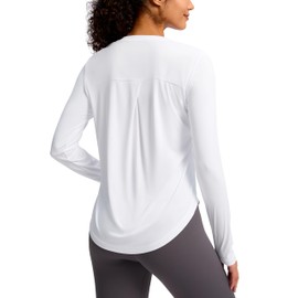 Soothfeel Women's UPF 50+ Sun Shirts Long Sleeve SPF UV Protection Rash Guard Lightweight Quick Dry Hiking Workout Tops Whites