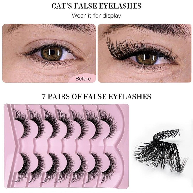 KOKAY False Eyelashes Fluffy Cat Eye Lashes Faux Mink Lashes