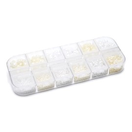 [Large Capacity] Pearl Rhinestone Set 0.06 - 0.2 inches (1.5 - 4 mm) | For Nail Art Decoration | White Cream Nail Parts