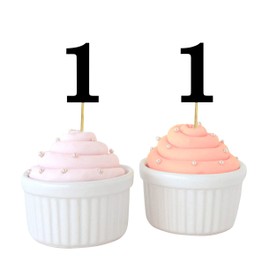 Darling Souvenir, One First Birthday Number Cupcake Toppers, Birthday/Anniversary Party Dessert Decorations - Pack of 20