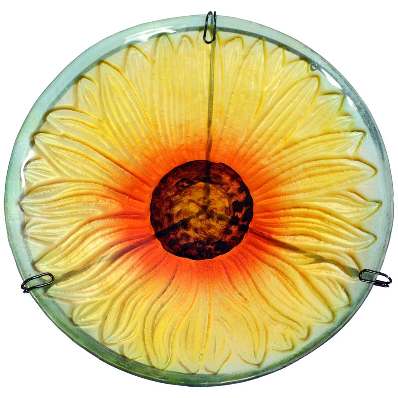 Sunnydaze Glass Bird Bath Bowl - Includes Deck Clamp and