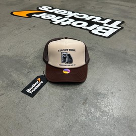 I Do Not Think Therefore I Do Not Am Trucker Hat | Cowgirl Cute Meme Funny | Premium Mesh Foam Snapback Hat for Men & Women (US, Alpha, One Size, Hot Pink/White)