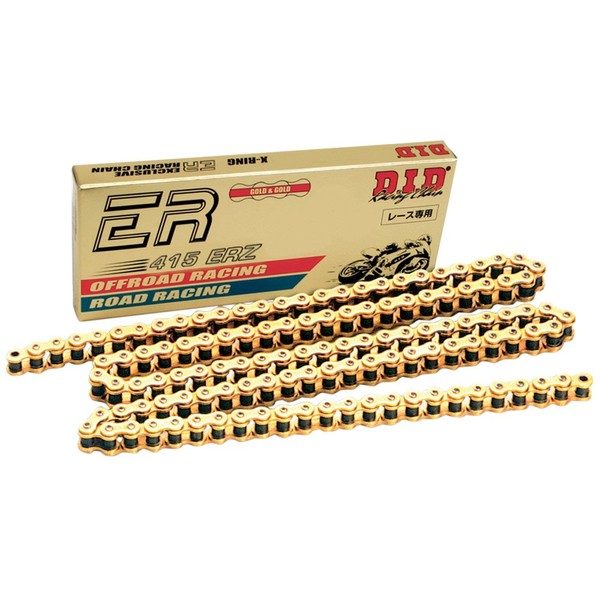 DID (415ERZ-144) Gold 144 Link High Performance ERZ Series Non-O-Ring Racing Chain with Connecting Link
