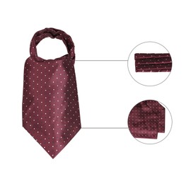 Allegra K Men's Polka Dots Self-Tied Neck Cravat Tie Ascot Tie Formal Party Cravats One Size Wine Red White
