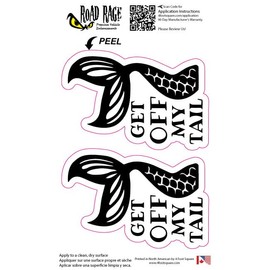 Bad Fish Custom Decals 2 Pack Get Off My Tail Mermaid Car Decal – Funny Cute Sticker - Premium Gloss Permanent Vinyl Waterproof Indoor Outdoor (Full, 1)