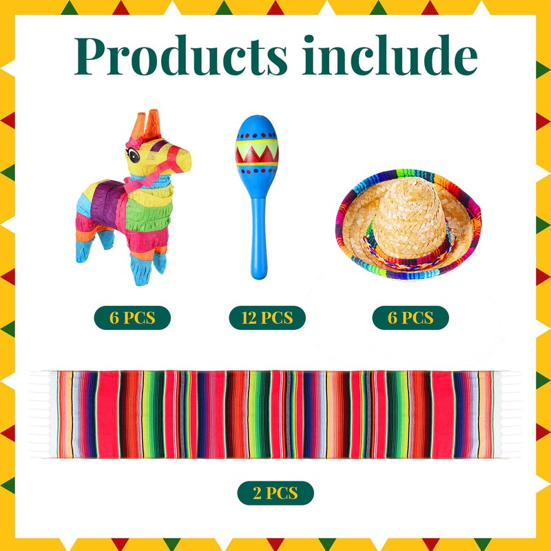 Libima 54 Pcs Mexican Decor Fiesta Decorations Include 12 Mini