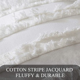 MIULEE Set of 2 Decorative Boho Throw Pillow Covers Cotton Linen Striped Jacquard Pattern Cushion Covers for Sofa Couch Living Room Bedroom 18x18 Inch Ivory White