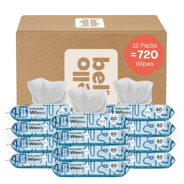 Hello Bello Extra Gentle Unscented Baby Wipes, Plant Based, Made