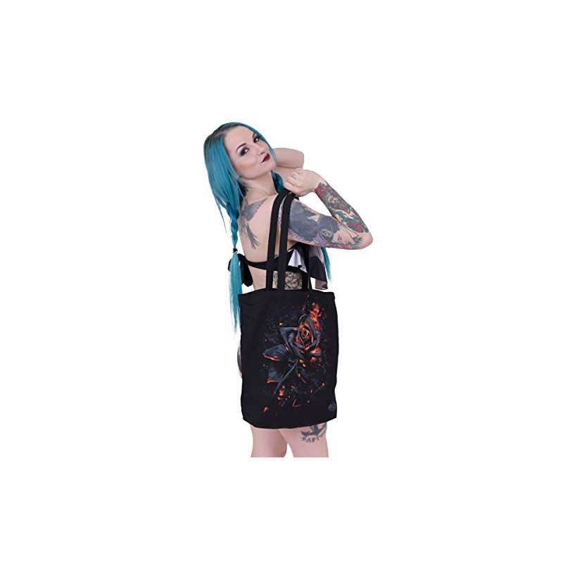 Spiral Burnt Rose Unisex Fabric Bag Black Undefined Everyday Goth,