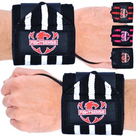 FIGHTSENSE Wrist Wraps for Weightlifting, 18” Premium Quality Wrist Straps with Heavy Duty Thumb Loop-Gym Wrist Wraps for Weight lifting,Powerlifting,Strength Training,Bodybuilding,Wrist Brace (WHITE)