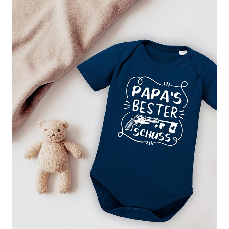 OM3® Baby Bodysuit with Saying - Papas Beste Schuss II