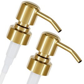 ALTGLAS Twin Pack - 2X Stainless Steel Soap Pump 'Zagreb' as Replacement for Liquid Hand Soap Dispensers (Shiny Gold) - Fits e.g. Jack Bottle