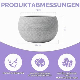 RANJIMA Sauna Evaporator Bowl Granite 10.5 x 6 cm Aroma Bowl for Infusions on Sauna Stones with Menthol Crystals Sauna Accessories Fragrance Bowl for Essential Oils Sauna Infusion Accessory Gift