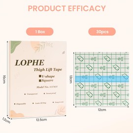 LOPHE Body Tape for Skin Thigh Lift Tape 30 pcs - Transparent Leg and Thigh Lifters, Tummy & Waist, All-Day Waterproof & Sweatproof Invisible Shapewear for Wedding, Daily Wear