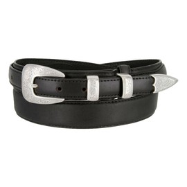 Silver Buckle Set Oil-Tanned Genuine Leather Western Ranger Belt for Men(Black, 36)