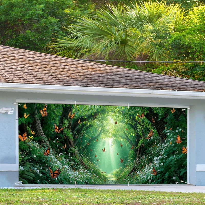 13x6 ft Enchanted Forest Path Garage Door Banner - Sunlit