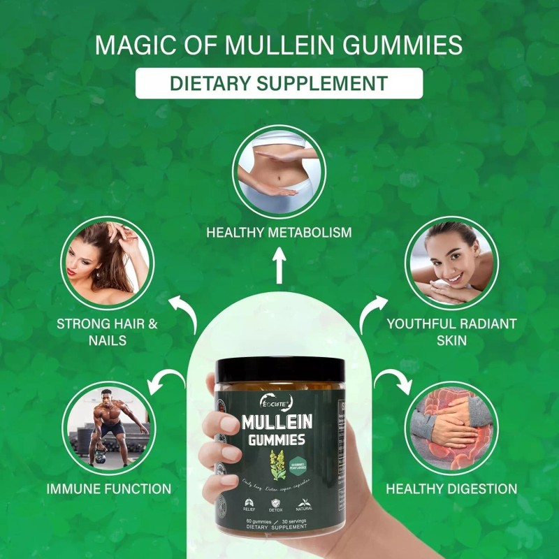 EOCUTE 9 in 1 Mullein Leaf Extract Gummies for Lung