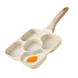 JUSTUP 5 Cups Nonstick Omelette Pan, Healthy Aluminum Granite Pancake Pan, Steak Frying Pan with Heat-Resistant Handle, Universal for All Stoves, Easy to Clean, Free of PFOA & PFOS (Beige)