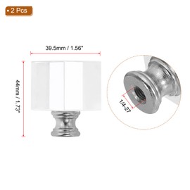 PATIKIL 39mm Lamp Shade Finial, 2 Pcs Cube Crystal Lamp Finials Caps Knob 1/4-27 Inch Threaded Base Clear Square Lamp Finial Decoration for Table Floor Lamps, Silver Tone