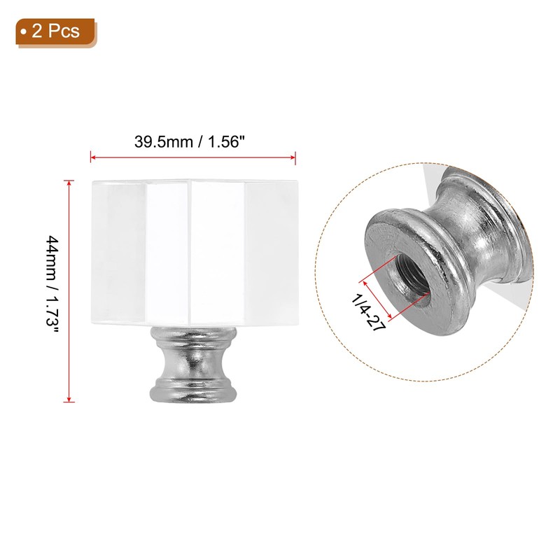 PATIKIL 39mm Lamp Shade Finial, 2 Pcs Cube Crystal Lamp