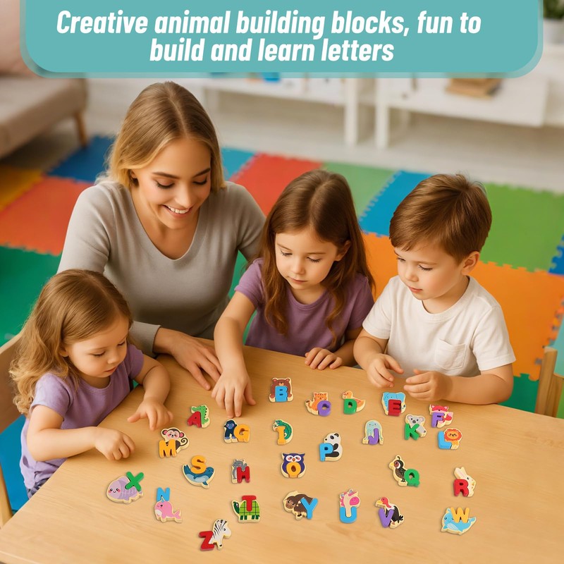 Wooden Letters Puzzle - Montessori Letters Learning for Children, ABC