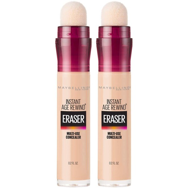 Maybelline Instant Age Rewind Eraser Dark Circles Treatment Multi-Use Concealer, Warm Light, 0.2 Fl Oz (Pack of 2) (Packaging May Vary)